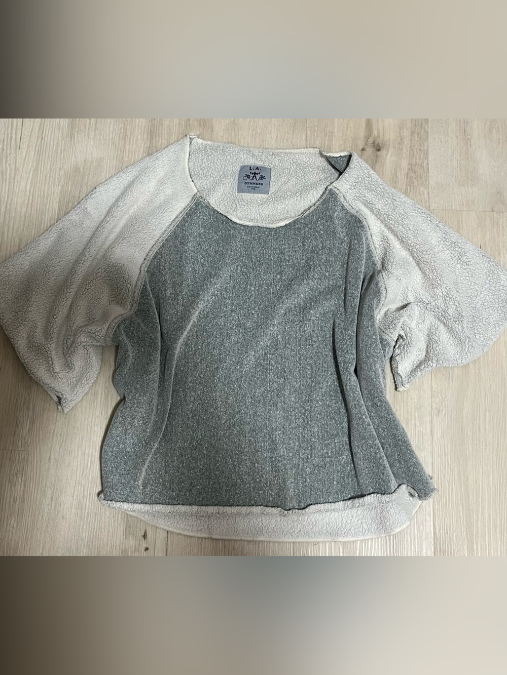 Vintage 80’s L.A Gymeez Oversized Cropped Sage Green Workout Pullover Sweater